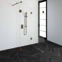 Saniclass Create inloopdouche reversed 100x100cm profielloos met 40cm zijwand met antikalk en 8mm veiligheidsglas geborsteld RVS 4JC5-100x100 40g - Thumbnail 2