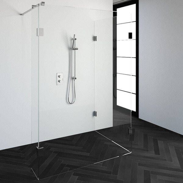Saniclass Create inloopdouche reversed 100x140cm profielloos met 30cm zijwand met antikalk en 8mm veiligheidsglas chroom 4JC5-100x140 30ch