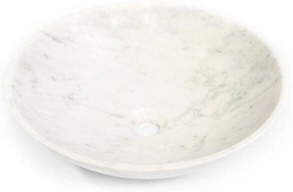 Saniclass Dia Waskom 42x42x12cm rond natuursteen marmer Gepolijst wit