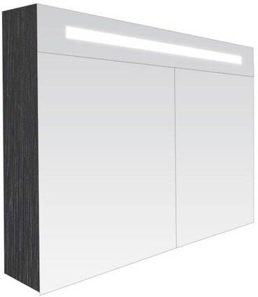 Saniclass Double Face Spiegelkast 100x70x15cm verlichting geintegreerd 2 links- rechtsdraaiende spiegeldeur MFC black wood 7058