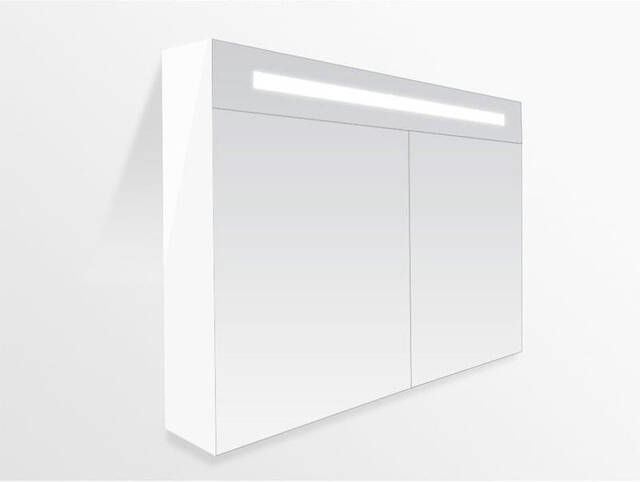 Saniclass Double Face Spiegelkast 100x70x15cm verlichting geintegreerd 2 links- rechtsdraaiende spiegeldeur MDF hoogglans wit 7072
