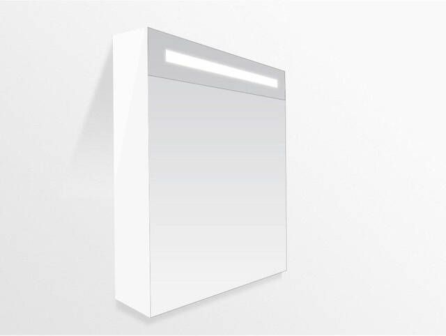 Saniclass Double Face Spiegelkast 60x70x15cm verlichting geintegreerd 1 rechtsdraaiende spiegeldeur MDF mat wit 7546R