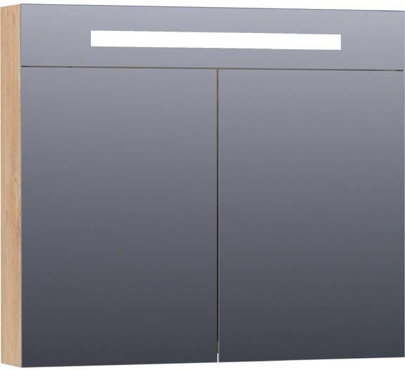 Saniclass Double Face Spiegelkast 80x70x15cm verlichting geintegreerd 2 links- rechtsdraaiende spiegeldeur MFC nomad 7376