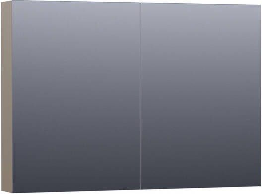 Brauer Dual Spiegelkast 100x70x15cm 2 links- rechtsdraaiende spiegeldeur MDF hoogglans taupe 7153 - Foto 1