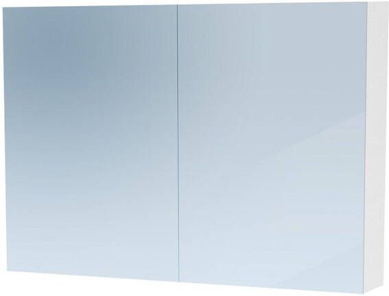Saniclass Dual Spiegelkast 100x70x15cm 2 links- rechtsdraaiende spiegeldeur MDF hoogglans wit 7768