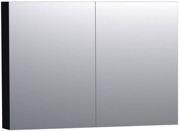 Saniclass Dual Spiegelkast 100x70x15cm 2 links- rechtsdraaiende spiegeldeur MDF hoogglans zwart 7165