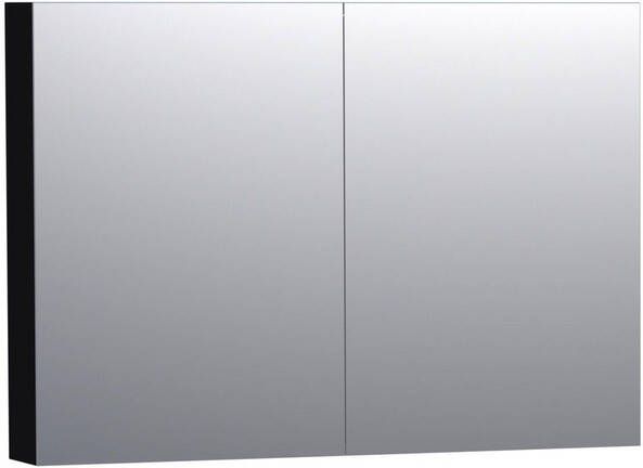 Saniclass Dual Spiegelkast 100x70x15cm 2 links- rechtsdraaiende spiegeldeur MDF mat zwart 7183