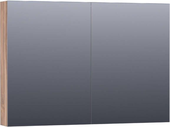 BRAUER Dual Spiegelkast 100x70x15cm 2 links- rechtsdraaiende spiegeldeur MFC Almond SK-DU100AL - Foto 1