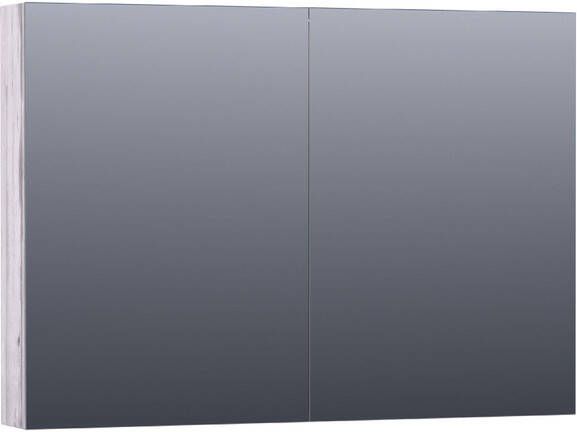 Saniclass Dual Spiegelkast 100x70x15cm 2 links- rechtsdraaiende spiegeldeur MFC Birch SK-DU100BR