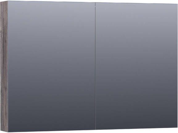 Saniclass Dual Spiegelkast 100x70x15cm 2 links- rechtsdraaiende spiegeldeur MFC grey Canyon SK-DU100GC
