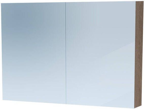 Saniclass Dual Spiegelkast 100x70x15cm 2 links- rechtsdraaiende spiegeldeur MFC legno viola 7771