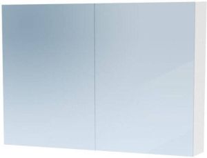 Saniclass Dual spiegelkast 100x70x15cm met 2 links- en rechtsdraaiende spiegeldeuren MDF hoogglans Wit 7768