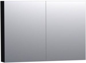 Saniclass Dual spiegelkast 100x70x15cm met 2 links- en rechtsdraaiende spiegeldeuren MDF hoogglans Zwart 7165