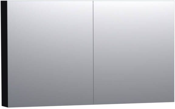 Saniclass Dual spiegelkast 120x70x15cm met 2 links- en rechtsdraaiende spiegeldeuren MDF hoogglans Zwart 7166