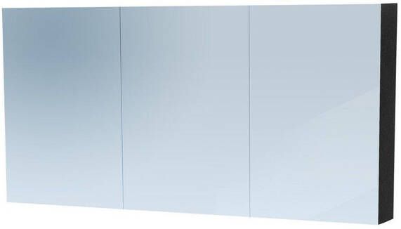 Saniclass Dual Spiegelkast 140x70x15cm verlichting geintegreerd 3 links- rechtsdraaiende spiegeldeur MFC black wood 7785