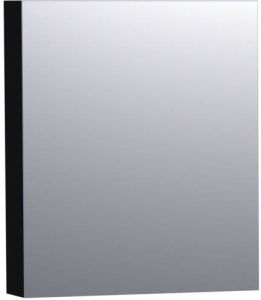 Saniclass Dual spiegelkast 60x70x15cm met 1 rechtsdraaiende spiegeldeur MDF hoogglans Zwart 7163