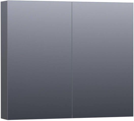 Saniclass Dual Spiegelkast 80x70x15cm 2 links- rechtsdraaiende spiegeldeur MDF hoogglans grijs 7158