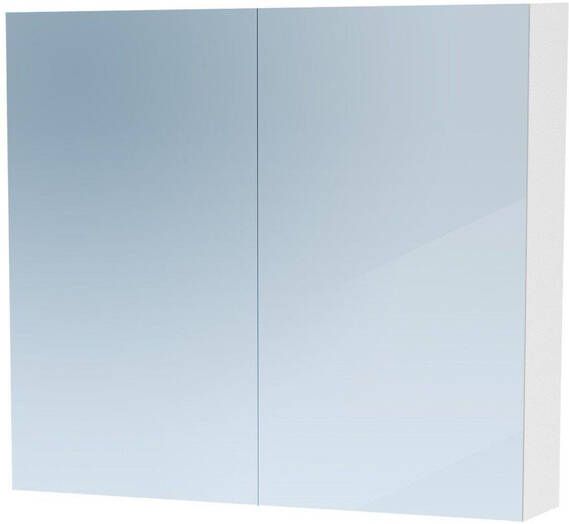 Saniclass Dual Spiegelkast 80x70x15cm 2 links- rechtsdraaiende spiegeldeur MDF hoogglans wit 7762