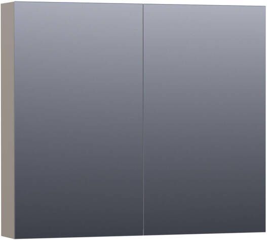 Saniclass Dual Spiegelkast 80x70x15cm 2 links- rechtsdraaiende spiegeldeur MDF mat taupe 7170
