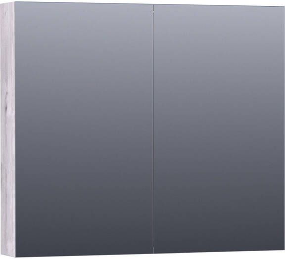 Saniclass Dual Spiegelkast 80x70x15cm 2 links- rechtsdraaiende spiegeldeur MFC Birch SK-DU80BR