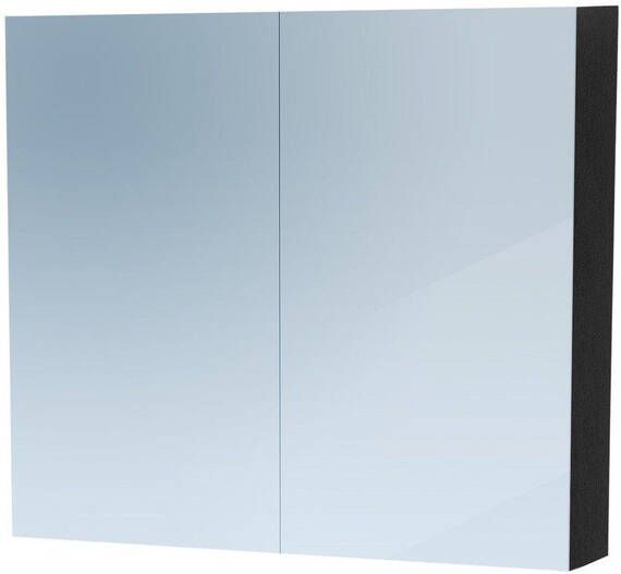Saniclass Dual Spiegelkast 80x70x15cm 2 links- rechtsdraaiende spiegeldeur MFC black wood 7767