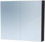 Saniclass Dual Spiegelkast 80x70x15cm 2 links- rechtsdraaiende spiegeldeur MFC black wood 7767 - Thumbnail 1
