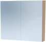 Saniclass Dual Spiegelkast 80x70x15cm 2 links- rechtsdraaiende spiegeldeur MFC legno calore 7764 - Thumbnail 1