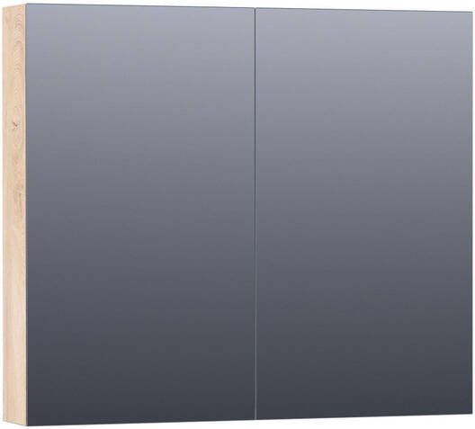 Saniclass Dual Spiegelkast 80x70x15cm 2 links- rechtsdraaiende spiegeldeur MFC sahara 7188
