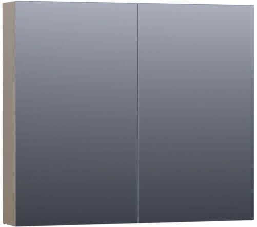 Saniclass Dual spiegelkast 80x70x15cm met 2 links- en rechtsdraaiende spiegeldeuren MDF hoogglans Taupe 7152