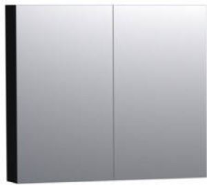 Saniclass Dual spiegelkast 80x70x15cm met 2 links- en rechtsdraaiende spiegeldeuren MDF mat Zwart 7182