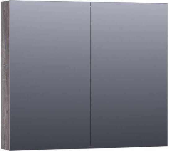 Saniclass Dual spiegelkast 80x70x15cm met 2 links- en rechtsdraaiende spiegeldeuren MFC Grey Canyon SK-DU80GC