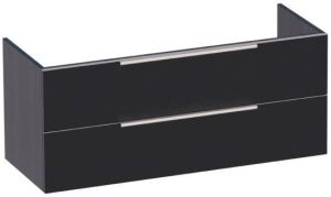 Saniclass EVO wastafelonderkast 120x46x50cm 2 softclose lades met standaard greep met 2 sifonuitsparingen MDF mat Grijs 1464