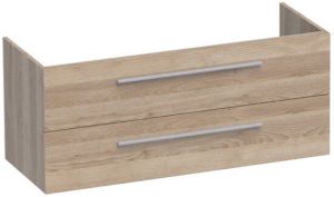 Saniclass Exclusive Line onderkast 119x45.5x50cm hangend met 2 softclose lades 1 sifonuitsparing MFC Legno Antracite 1432
