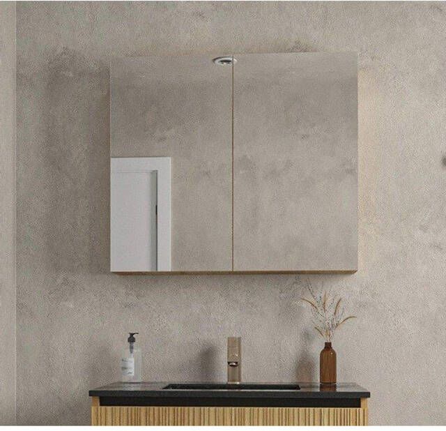 Saniclass Holz Spiegelkast 80x70cm eiken SW773979