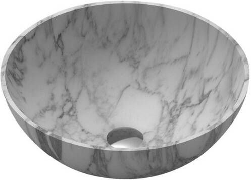 Saniclass Java Marble Waskom 42x42x15cm rond marmer wit WD38500N