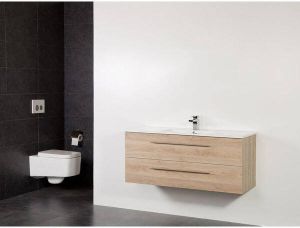 Saniclass Legno badmeubelset 119x50x45.5cm empoli wastafel 1 kraangat 1 wasbak 2 lades zonder spiegel met softclose MFC calore sw8579 sw24895 sw30759