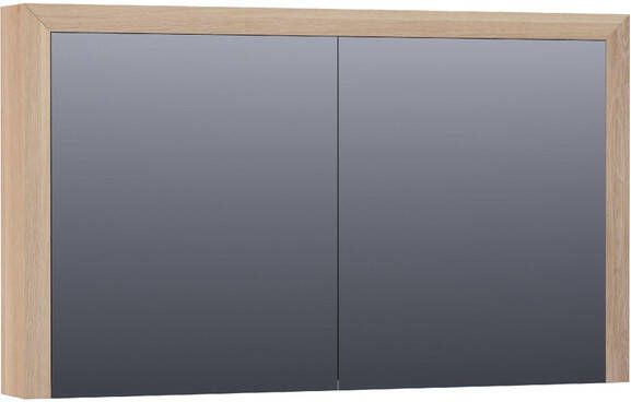 Saniclass Massief eiken Spiegelkast 120x70x15cm 2 links rechtsdraaiende spiegeldeuren Hout Smoked oak 70511SOG