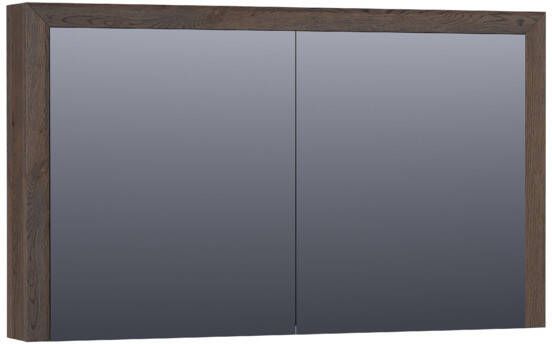 Saniclass Massief eiken spiegelkast 120x70x15cm met 2 links- en rechtsdraaiende spiegeldeuren Hout Black oak 70511BOG