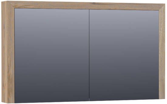 Saniclass Massief eiken spiegelkast 120x70x15cm met 2 links- en rechtsdraaiende spiegeldeuren Hout Vintage oak 70511VOG