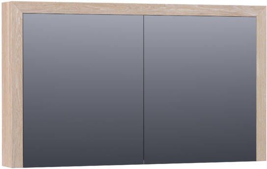 Saniclass Massief eiken spiegelkast 120x70x15cm met 2 links- en rechtsdraaiende spiegeldeuren Hout White oak 70511WOG