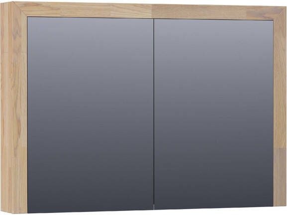 Saniclass natural wood Spiegelkast 100x70x15cm 2 links rechtsdraaiende spiegeldeuren hout grey oak 70481