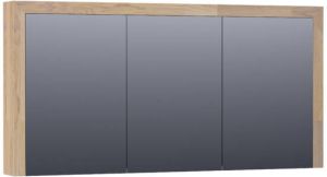 Saniclass Natural Wood spiegelkast 140x70x15cm met 3 links- en rechtsdraaiende spiegeldeuren Hout Grey oak 70513