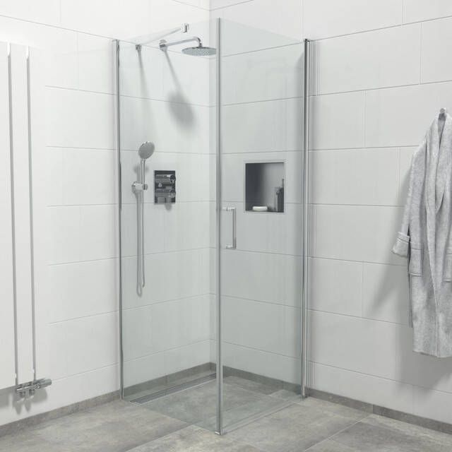 Saniclass Neptune Douchecabine 1 draaideur Zijwand 80x80x200cm 6mm veiligheidsglas anti kalk chroom SKII1221-80-C