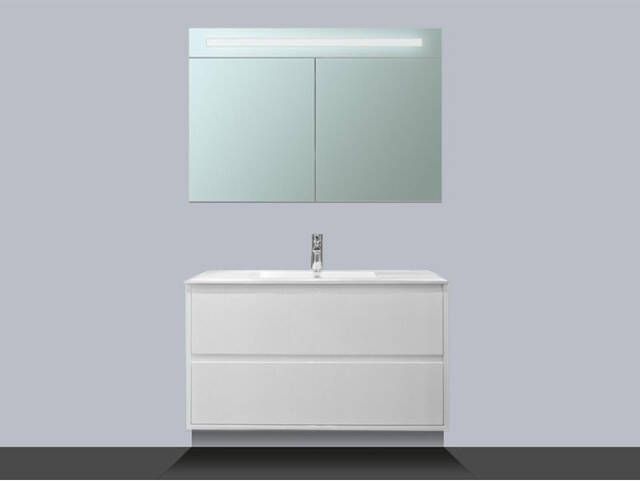 Saniclass New Future badmeubel 100cm hoogglans wit met spiegelkast sw2215 sw3066 sw3169