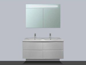 Saniclass New Future badmeubel 120cm hoogglans wit met spiegelkast sw2182 sw3067 sw3168