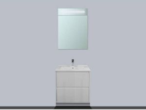 Saniclass New Future badmeubel 60cm hoogglans wit met spiegelkast rechtsdraaiend sw2209 sw3064 sw3148