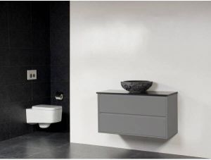 Saniclass New Future Corestone13 waskom gehamerd badmeubel 100cm zonder spiegel grijs sw16903 sw17530 sw24881
