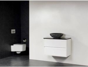 Saniclass New Future Corestone13 waskom gehamerd badmeubel 80cm hoogglans wit zonder spiegel sw3065 sw16902 sw17530