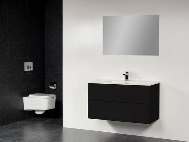 Saniclass New Future Empoli badmeubel 100cm met spiegel zwart sw2194 sw3169 sw24870