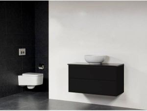 Saniclass New Future Kos waskom wit badmeubel 100cm hoogglans zonder spiegel zwart sw684 sw16903 sw24870